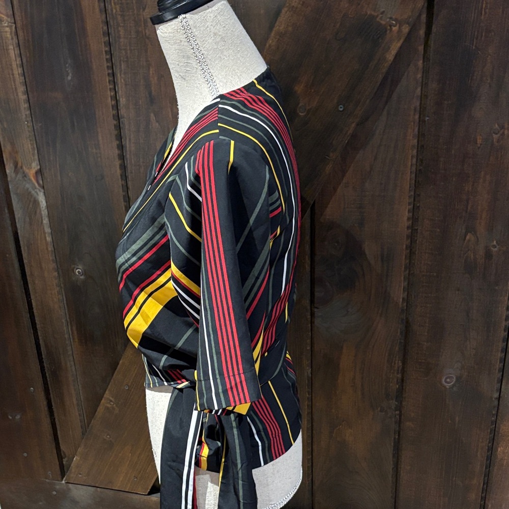 Streetwear Society Multicolor Striped Wrap Blouse - Picture 3 of 12